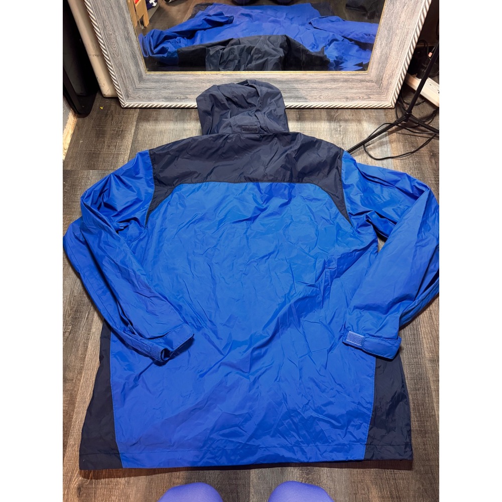 Columbia Mens Blue Colorblock Hooded Windbreaker Jacket Full Zip Large - Picture 2 of 5